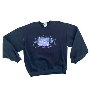 Vintage Endless‎ Designs Winter Tree Graphic Sweatshirt Crewneck Womens Large